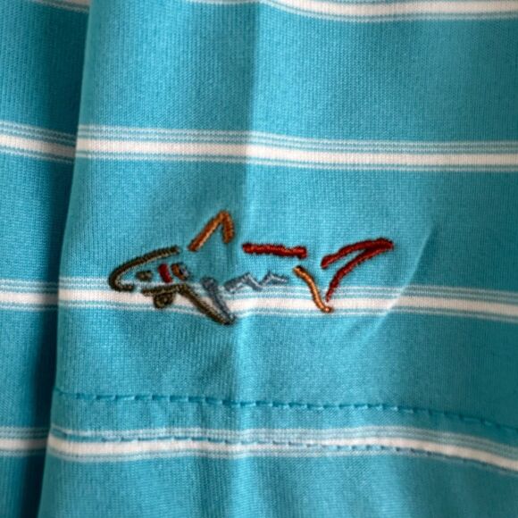Greg Norman Golf Polo Shirt Striped Short Sleeve Size Large Blue Play Dri - Picture 6 of 9